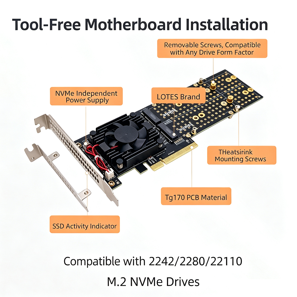 PCIe 3.0 X8 4‑Bay M.2 NVMe Exp - Quad M.2 Nvme Pcie Bifurcation Card review and price