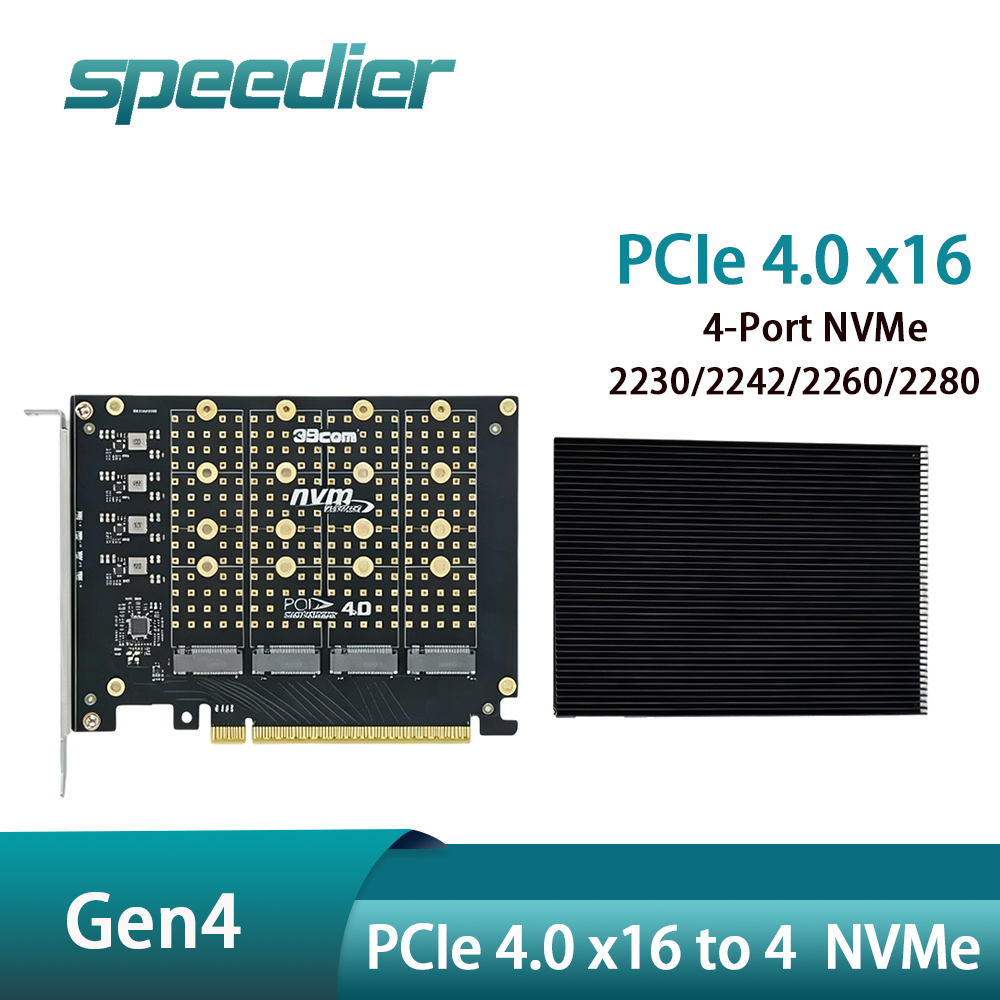 PCIe 4.0 X16 To 4 NVMe M.2 SSD - Quad M.2 Nvme Pcie Bifurcation Card review and price